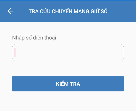 Bước 3: Nhập số điện thoại mà bạn muốn tra cứu vào ô Nhập số điện thoại và chọn KIỂM TRA. 