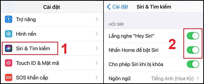 Bật Siri trên iPhone, iPad