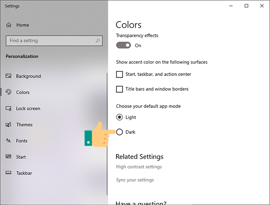 Thiết lập chế độ Dark Mode trên Windows 10 October 1809