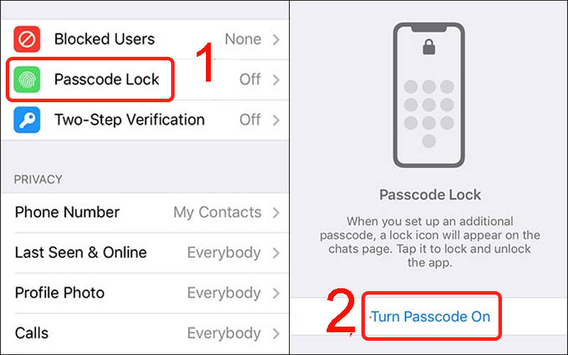 Nhấn Turn Passcode On