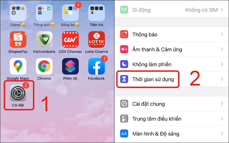 Chọn Thời gian sử dụng