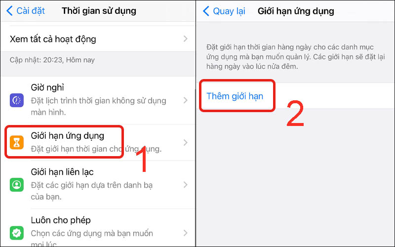  Chọn Giới hạn ứng dụng