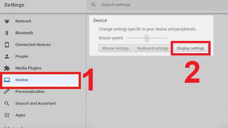 Chọn thẻ Device rồi chọn Display settings