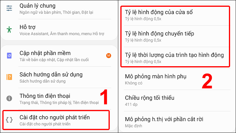 Trở lại Cài đặt và chọn Cài đặt cho người phát triển