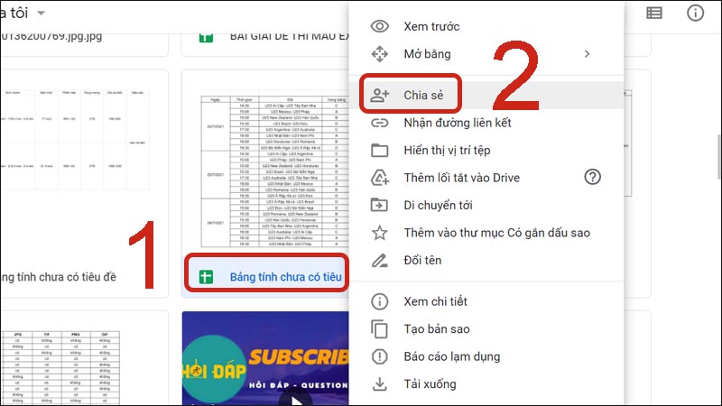 Nhấn chuột phải vào tập tin, thư mục cần chia sẻ 