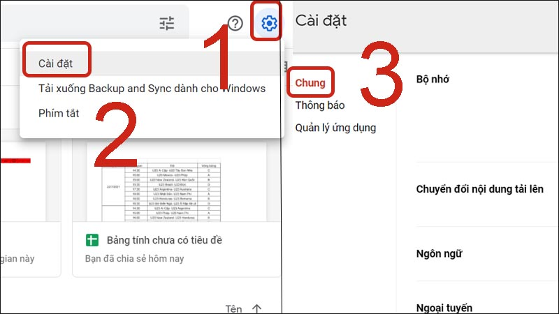 Vào cài đặt và chọn thẻ Chung