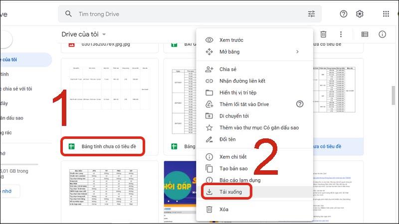 Tải tệp, thư mục trên Google Drive