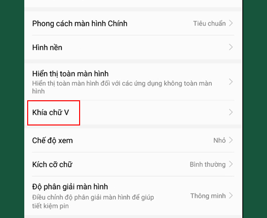 Bước 2: Chọn Khía chữ V.