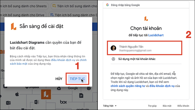 Nhấn chọn tài khoản Google của bạn