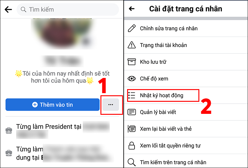 Truy cập nhật ký hoạt động trên Facebook