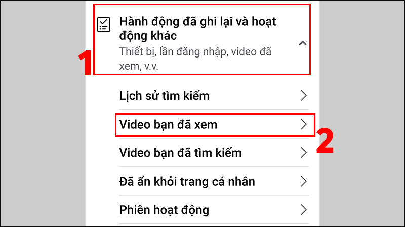 Chọn vào Video bạn đã xem