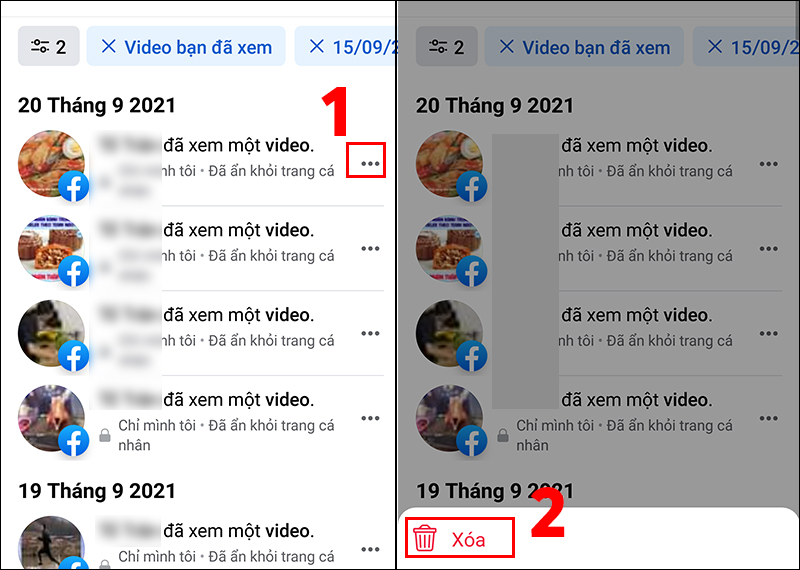 Xóa lịch sử xem video trên Facebook