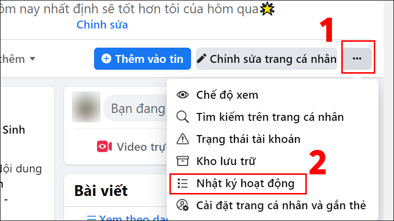 Truy cập vào nhật ký hoạt động trên Facebook