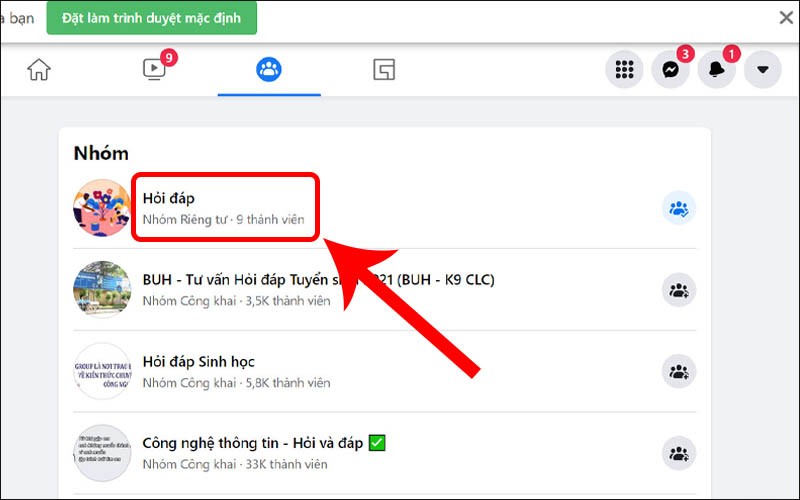  Truy cập vào nhóm trên Facebook