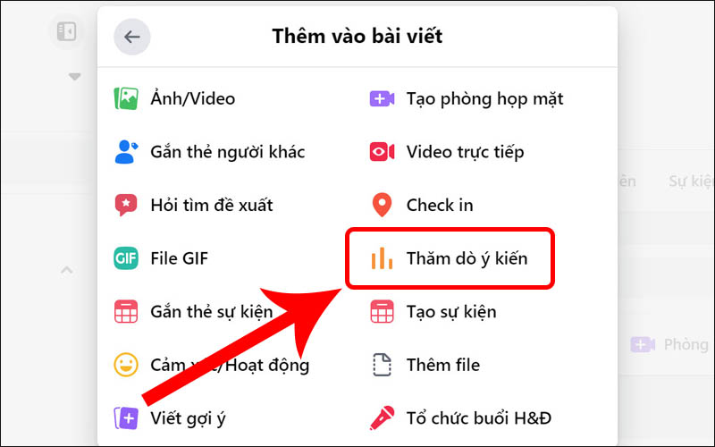 Chọn Thăm dò ý kiến