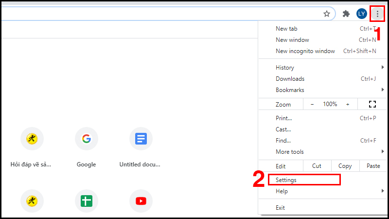 Mở Cài đặt của Chrome
