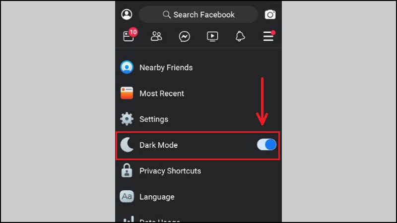 Chế độ tối (Dark Mode) > Bật (On).