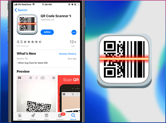 Đầu tiên các bạn hãy tải ứng dụng QR Code Scanner về điện thoại