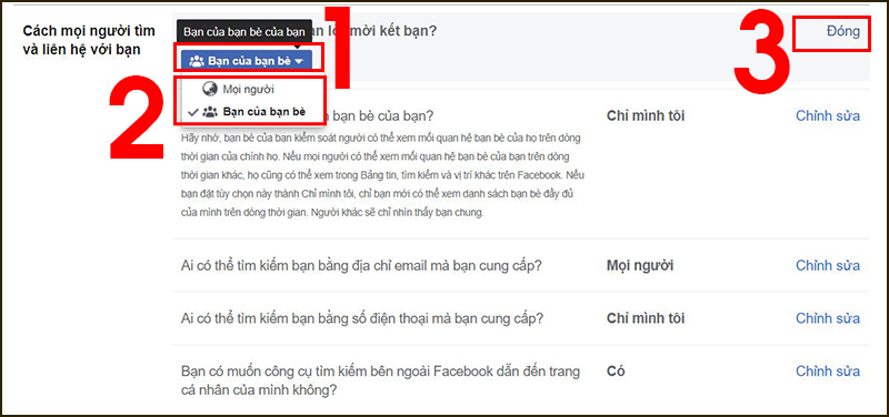 Chọn chế độ phù hợp để mở hoặc ẩn nút kết bạn trên Facebook