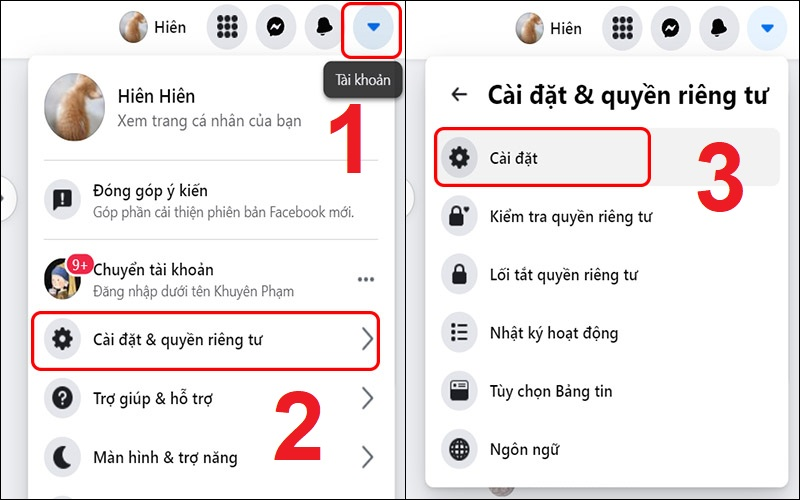 Chọn Cài đặt quyền riêng tư và Chọn Cài đặt.