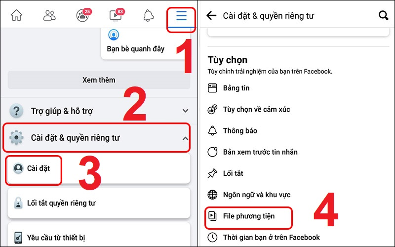 Chọn Cài đặt và vào mục File phương tiện.