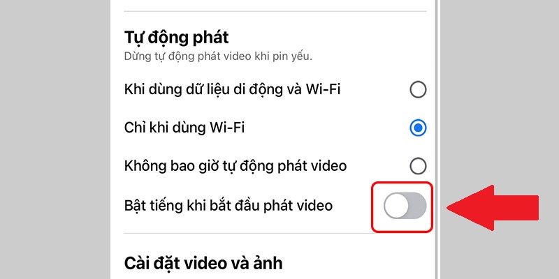 Bật, tắt âm thanh phát video tự động trên Facebook ở iPhone