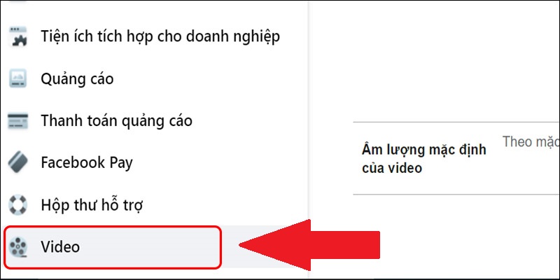 Vào mục Video bên góc trái.