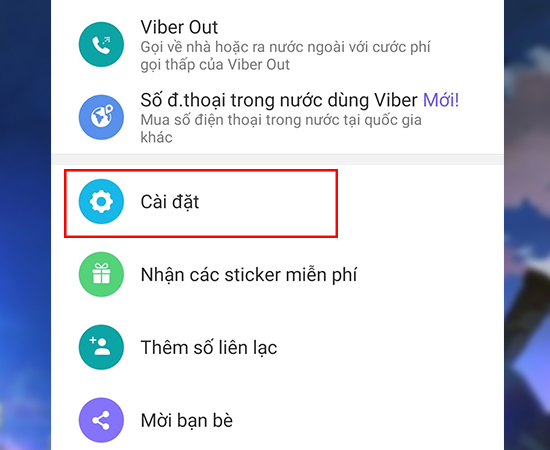 Sau đó các bạn vào phần Cài đặt