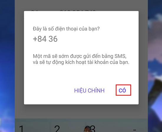 Xác nhận lại số điện thoại bạn muốn thay đổi, chọn Có