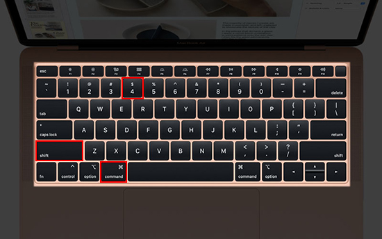 Nhấn tổ hợp phím Command + Shift + 4 