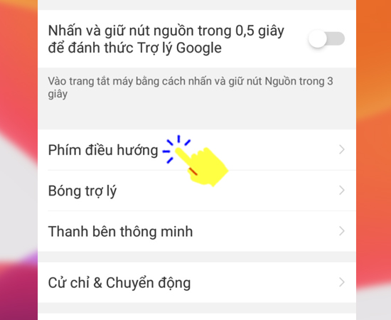 Bước 2: Tiếp theo bạn hãy chọn Phím điều hướng.