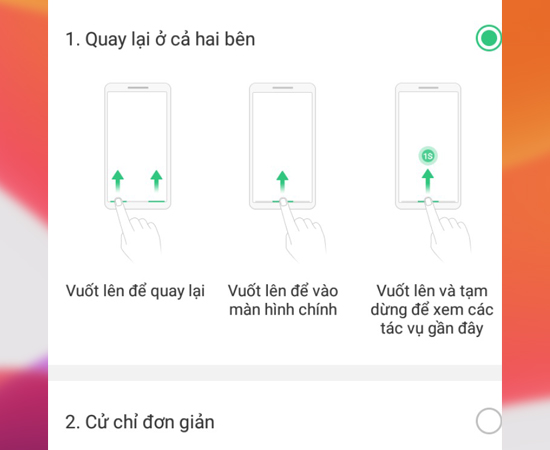 Bước 4: Tại đây có rất nhiều kiểu vuốt để bạn có thể thuận tiện thay đổi theo nhu cầu của mình.