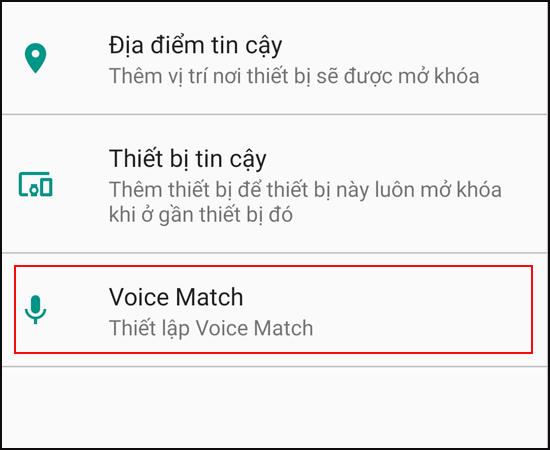 chọn Voice Match.