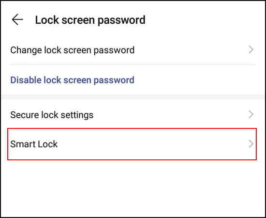 chọn Smart Lock -> Sau đó nhập mã Pin nếu bạn đã cài đặt mã Pin trước đó.