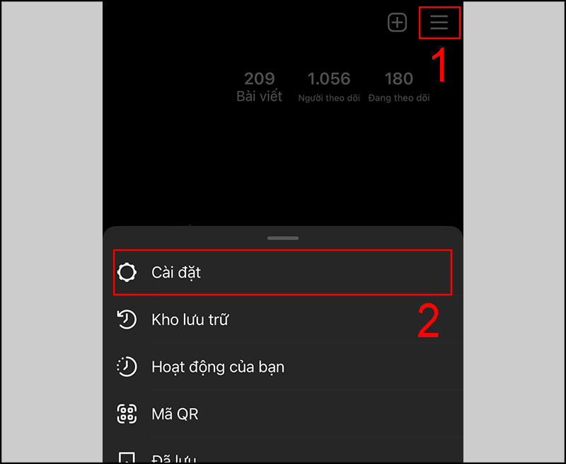 Truy cập vào cài đặt Instagram
