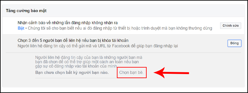 Nhấn vào Chọn bạn bè tại chú thích vừa hiện ra