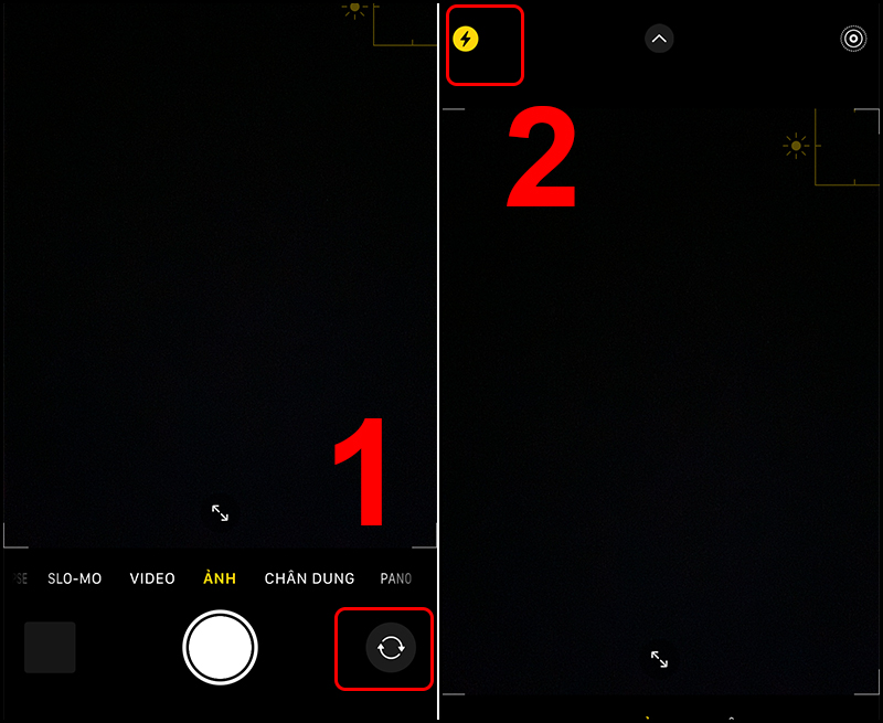 Cách bật Retina Flash tương tự như bật đèn flash ở camera sau