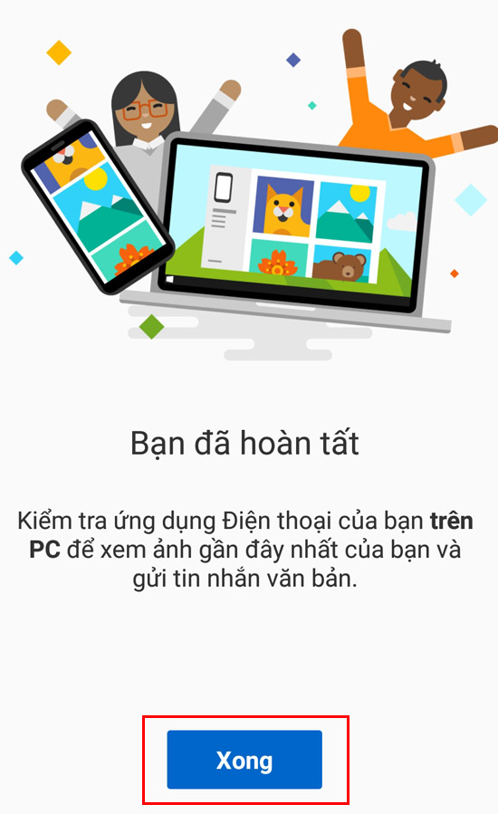 hoàn tất thiết lập kết nối