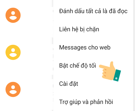 Bước 3: Nhấp lựa chọn vào Bật chế độ tối để kích hoạt cho Tin nhắn của bạn.