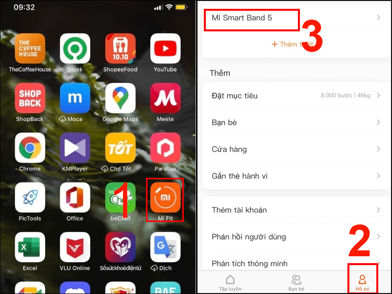Vào ứng dụng Mi Fit và chọn tên Mi Band