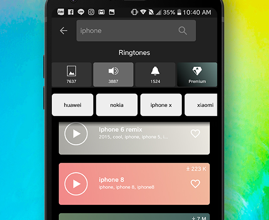 Sau đó tìm với từ khoá là “iPhone” và chọn nhạc chuông mà bạn thích.