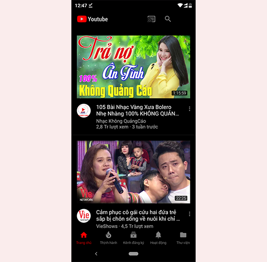 Giao diện chính của Youtube tải về