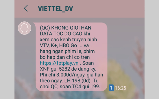 tin khuyến mãi Viettel