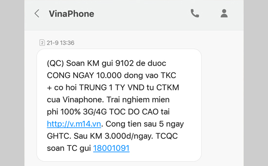 khuyến mãi của Vinaphone