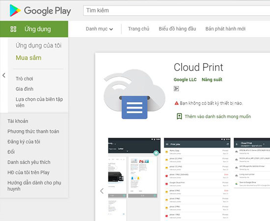 Công nghệ in không dây Google Cloud Print