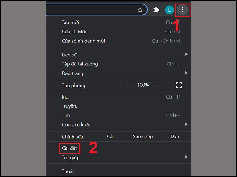 Mở Cài đặt của Google Chrome