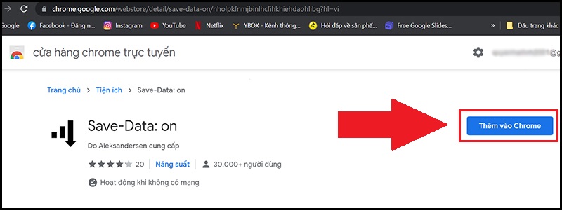 Tìm kiếm tiện ích Data Saver trên cửa hàng Chrome