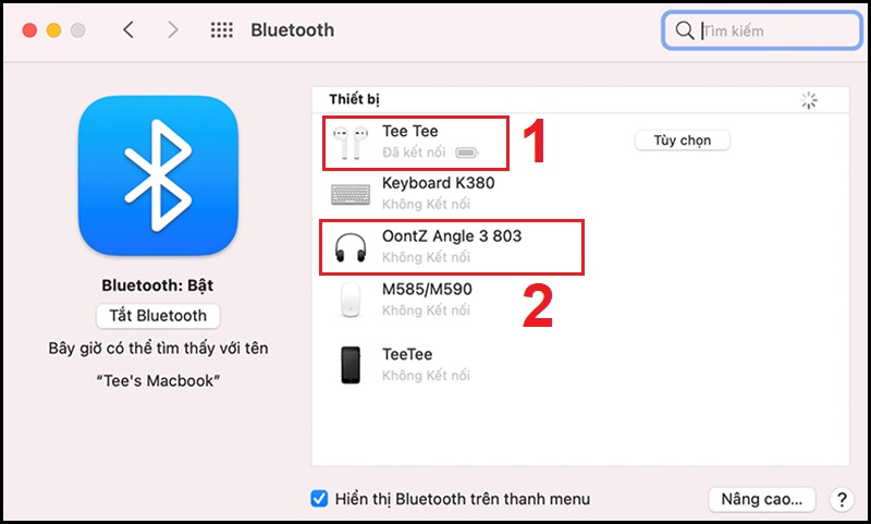 Kiểm tra là loa và tai nghe Bluetooth đã được liên kết hay chưa