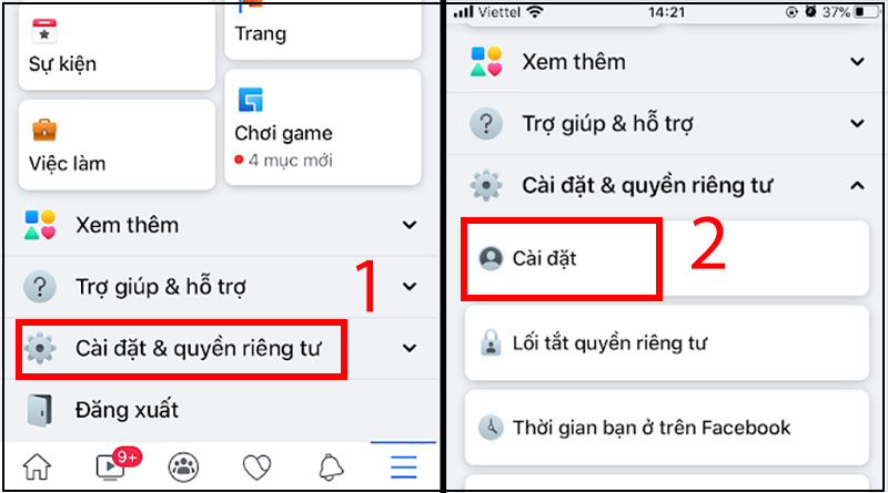 Vào Cài đặt