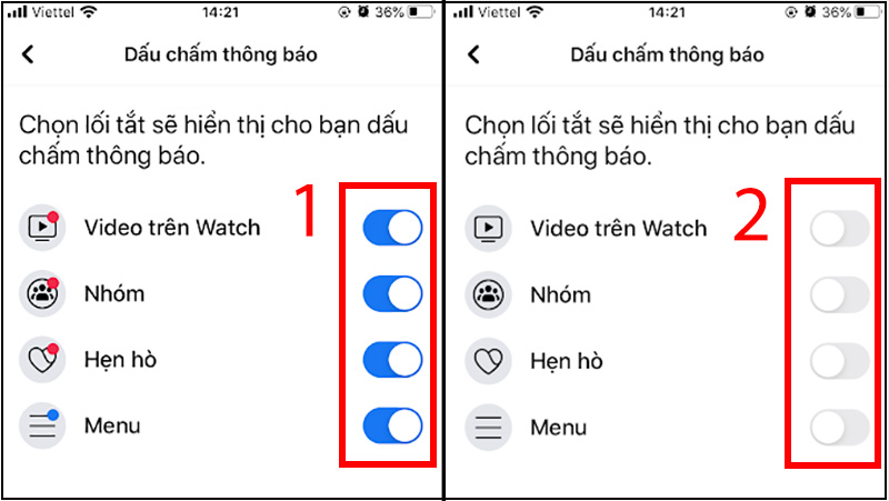 Chọn lối tắt hiển thị thông báo